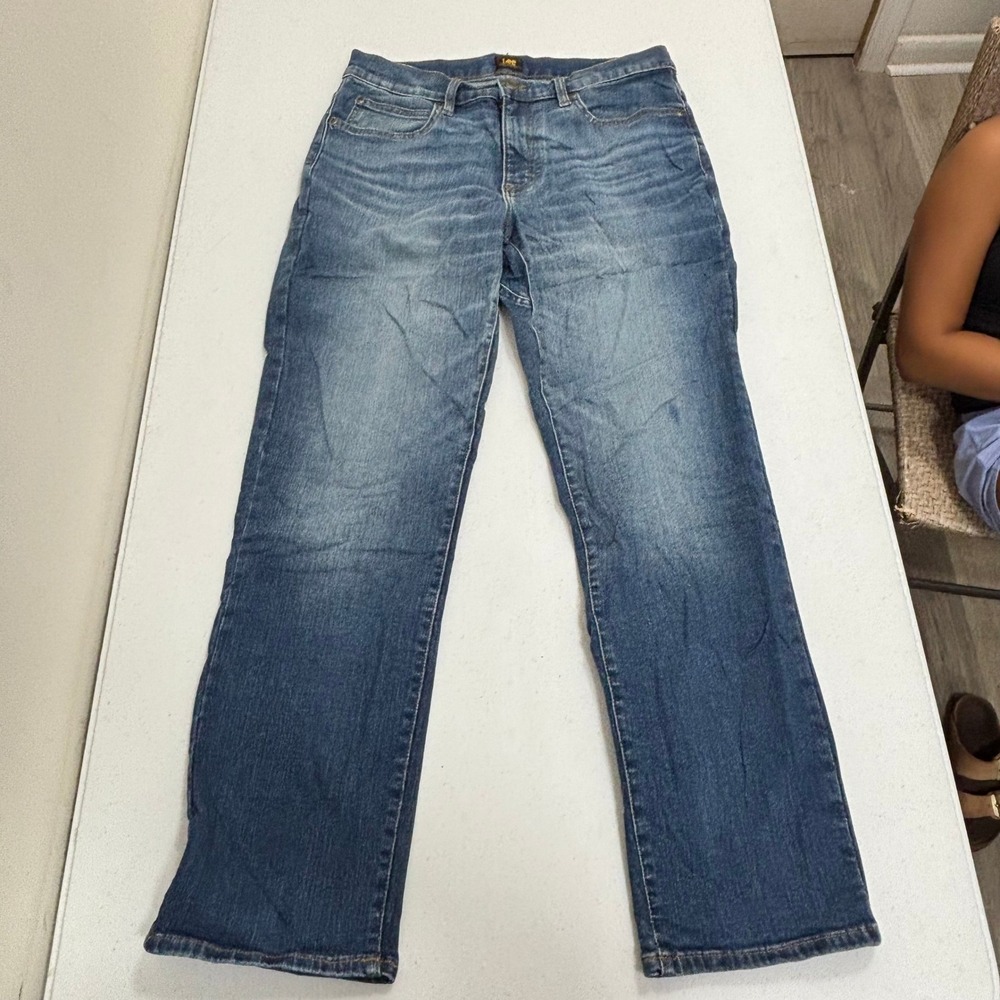 Lee‎ Mens Straight Leg Jeans Medium Wash Blue Denim 32x30 112375055 Stretch
